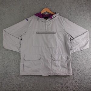Stussy Light Gray Jacket with Purple Hood